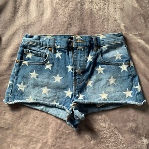 Star Patterned Denim Shorts